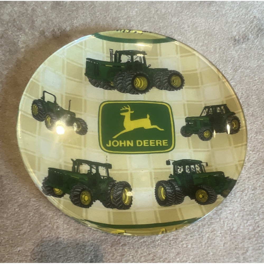 John Deere Tractor Logo Decorative Plate Dish Green & Yellow, Agriculture Theme